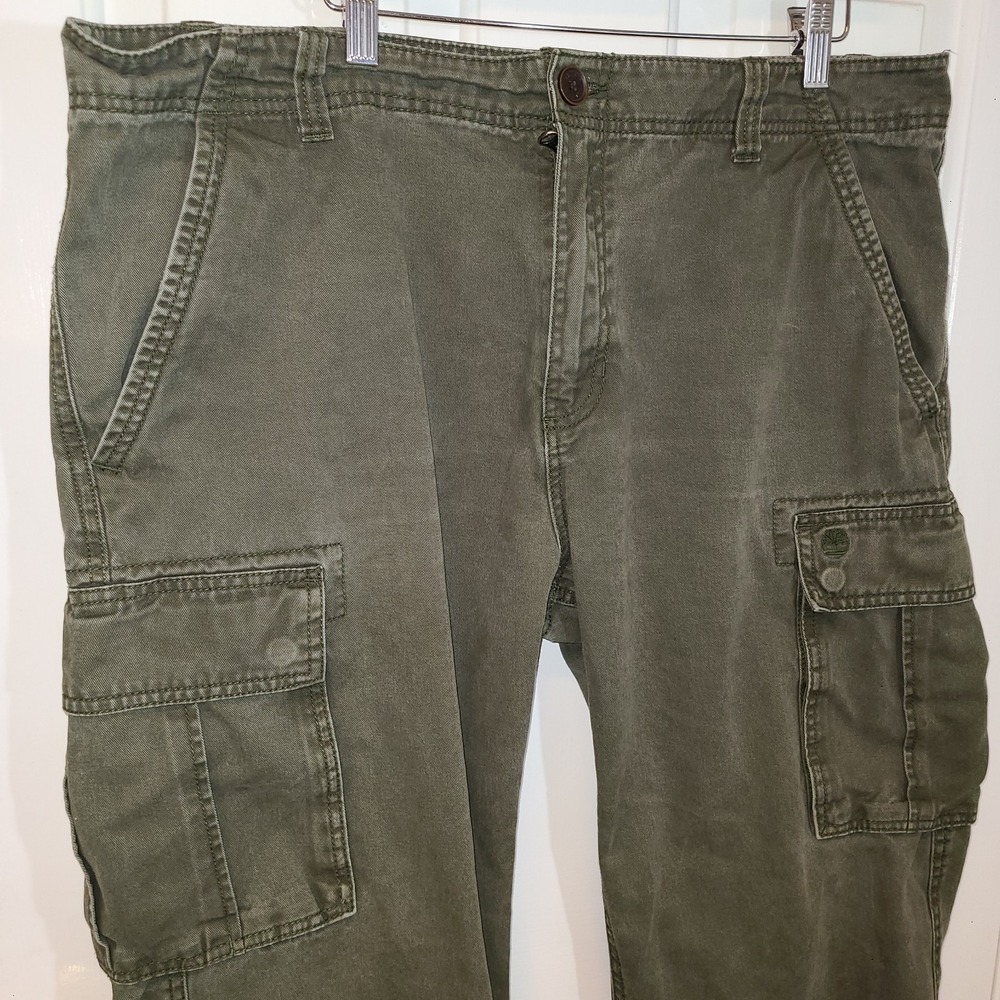 Timberland Cargo Utility Work Pants Men's Size 38x30 Green Outdoor Active Campy